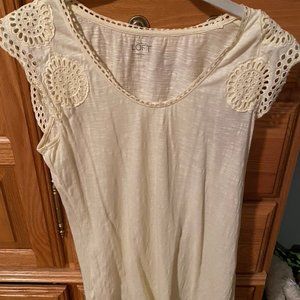 LOFT cream blouse with pretty sleeves
